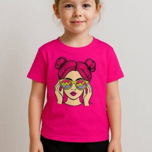 Kids pink stylish print t-shirt with black shorts girls casual set