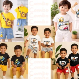 Kids summer combo pack 5 western sets for boys t-shirt shorts bundle outfit